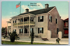 Vintage Postcard FL St. Augustine Elks Club Street View picture