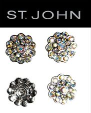 St John Knits (0.5 Inch) Floral Shaped Silver Tone Aurora Borealis Prong Rivets picture