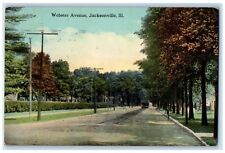 1913 Webster Avenue Streetcar Trolley Jacksonville Illinois IL Vintage Postcard picture