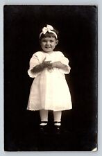 RPPC Postcard Early 1900s Adorable 2 Year Old Kid Poses For Picture Dress picture