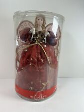 Holiday Lane 10-Light Angel Tree Topper Red + Gold Macy’s Great Cond 14 inches picture