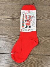 Vintage 1930's Christmas Santa w/Fireplace Stocking Red Green and White picture