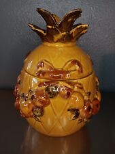 Vintage 1965 Los Angeles Pottery Co. Pineapple Cookie Jar/Gold Color  picture