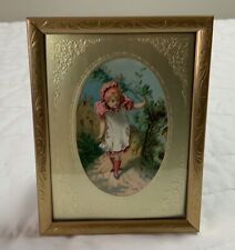 Vintage Antique Victorian Ephemera Trade Card Framed, Lil Girl, Niagara Starch picture