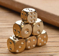 6pcs Solid Brass Dice Toy 15mm Six Sided Square Metal Dice Board Game Math picture