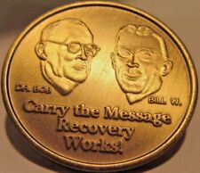 Alcoholics Anonymous AA NA Bronze Medallion Carry the message Coin Chip Token picture