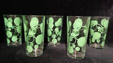 5 Clear Glass Tumblers With Green Dots 12 oz 5