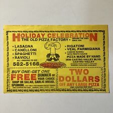 Vintage The Old Pizza Factory Coupon Flyer Castro Valley, Ca picture