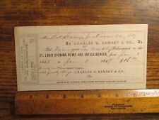 Antique Ephemera 1859 St Louis Evening News & Intelligencer Newspaper Receipt picture