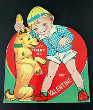 Vintage Mechanical Die Cut Valentine Boy with dog picture