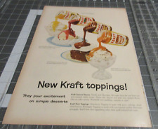 1959 Kraft Toppings Pour Excitement on Desserts, Vintage Print Ad picture