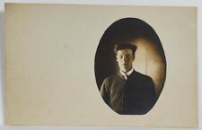 RPPC Handsome Man Cool Hair Button Up Sweater c1900s Real Photo Postcard R1 picture