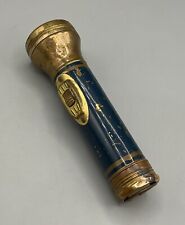 Vtg All Solid Brass 2 C-Cell Cub Scout Flashlight Clear Lens Well Used & Working picture