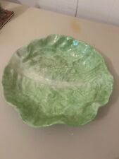 ANTIQUE WANNOPEE MAJOLICA POTTERY LETTUCE  LEAF TRADEMARK PLATE picture