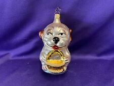 Inge Glas OWC 1241  Puppy w/Basket German Christmas Ornament. (077). picture