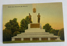 Vintage Linen Postcard ~ View of Mother Jones Monument ~ Mt. Olive Illinois IL picture