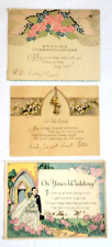 Lot 3 Art Deco Wedding Greeting Cards 1920s/30s Vintage Antique Lovely picture