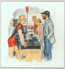 Doug Sneyd Signed Original Art Color Rough Prelim Gag Cartoon Playboy Sept. 2013 picture