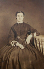 ANTIQUE CDV PHOTO YOUNG LADY WAIST CHAIN WELL-DRESSED CIVIL WAR ERA GOOD picture