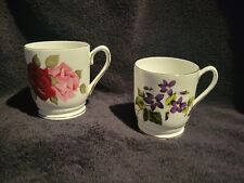 Pair Of Vintage Delphine China Tea Cups Violets And Roses Made In England picture