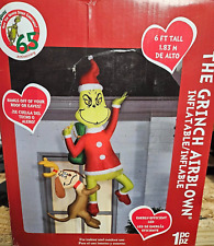 Gemmy 6ft Tall Dr. Seuss Hanging Grinch w/ Max Christmas Inflatable picture