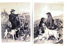Two Antique CDVs 1880s  Filler CDVs English and Scotch Game Keepers Lot Dogs picture