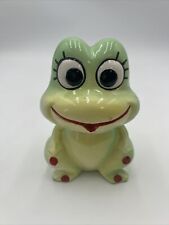 Vintage, 1970s Big Eyed Frog Ceramic Bank 6.5
