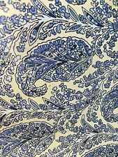 vtg Blue Paisley floral pattern Beige cotton Zepel Mill Creek fabric 5.5 yds picture