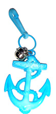 Vintage 1980s Plastic Charm Blue Anchor for 80s Charms Necklace Clip On Retro picture