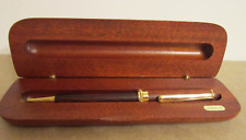 Wood Turned Gold Accent Twist Ballpoint Pen with Wooden Case ~ Handcrafted picture