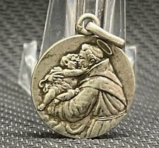 LAVRILLIER FRANCE 1920 ANTIQUE ANTHONY OF PADUA & BABY JESUS ART NOUVEAU SIILVER picture