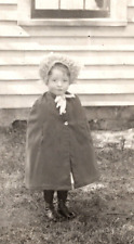 RPPC Fashionable Little Girl Adorable Overcoat Hairnet B&W VINTAGE Postcard picture