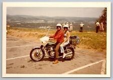 Couple on Motorcycle Vintage Snapshot Photo 1970 Honda cb750 picture