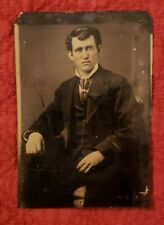 Tintype of Civil War Era Gentleman  Midwest Nice Portrait Huge hands picture
