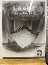 WWII VFW MORE DEADLY THAN THE ATOM Bomb glass negative  PROPAGANDA POSTER WAR picture
