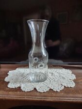 Vintage Elegant Glass Carafe Wine Water Beverage Decanter Frosted Floral Pattern picture