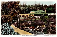 In Butchart's Gardens Victoria BC Canada Hand Color Vintage Real Photo Postcard picture