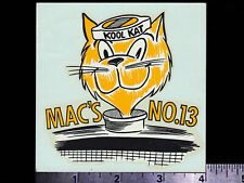 MAC'S 13 Kool Kat - Original Vintage 1960's Racing Water Slide Decal picture