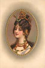 Meissner & Buch Postcard, Exotic Girl in Jewels & Snake Crown, Embossed Vignette picture