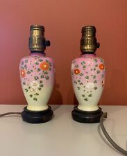 Pair of Early Century Hand Painted Japanese Moriage Boudoir Lamps Active picture