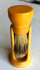 BAKELITE (TESTED) BUTTERSCOTCH SHAVING BRUSH W STAND MADE RITE USA PURE BADGER picture