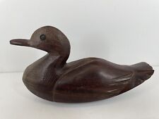 Vintage Hand Carved Wooden Ironwood DUCK Figurine, Dark Wood, Solid Wood picture