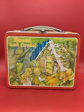 1982 Ohio Art Hansel and Gretel Steel Lunch Box with White Plastic Handle picture