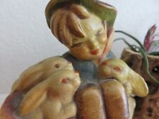 Vintage Hummel Reproduction Figurine Boy With Rabbits picture