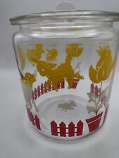 Vintage 1950's Anchor Hocking Glass Cookie  Cracker Jar Bunny Lamb Duck Tulip picture