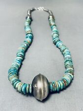 EYE CATCHING NAVAJO ROYSTON TURQUOISE STERLING SILVER NECKLACE picture