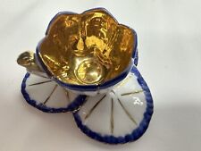 Antique Miniature Porcelain Teacup & Saucer Dollhouse Decor Gold Trim Dolls picture