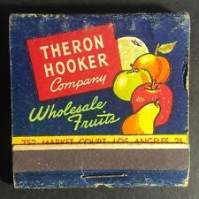 Scarce c1940's Full Matchbook Theron Hooker Wholesale Fruits Printed Stick LA CA picture