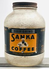 Vintage 1940s SANKA Coffee Jar - Antique Decaf Drip Grind picture