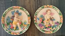 3D Decorative Angel Resin  4 Inch Plates Lot Of 2 By L.M.T picture